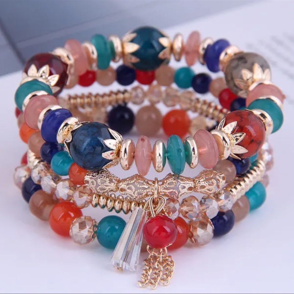 Bohemian multilayered beaded bracelets